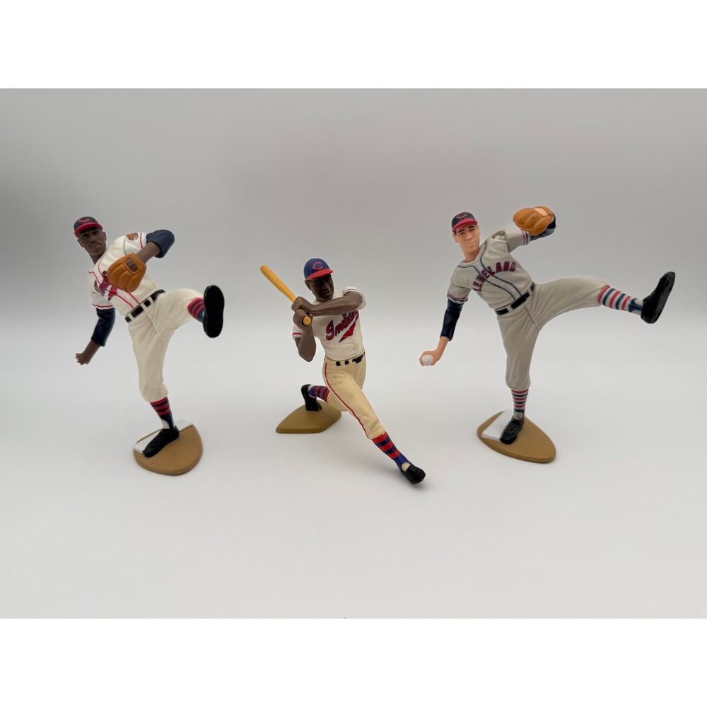 Vintage 1995 1997 MLB Cleveland Indians Satchel Paige Larry Doby Figurine Set 3